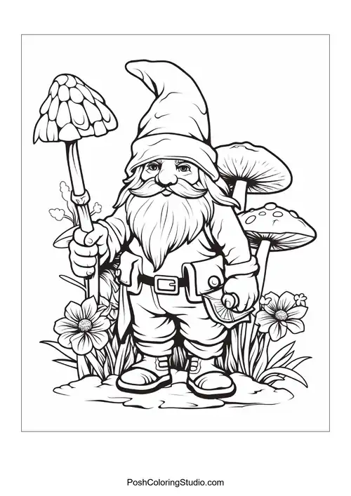 Garden Gnomes Coloring Pages sample thumbnail