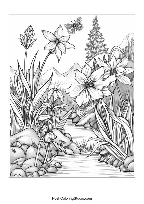 A collection of potted plants and flowers in a garden.