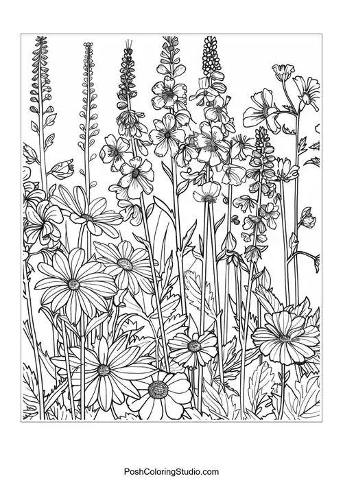 A collection of flowers with detailed patterns and textures.
