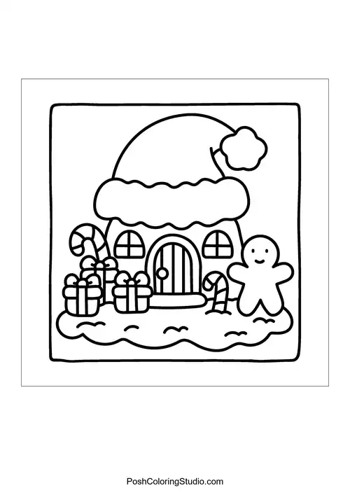 A gingerbread house with candy decorations.