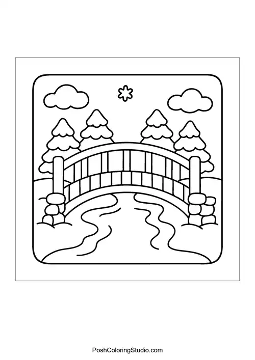 A bridge over a stream surrounded by trees.